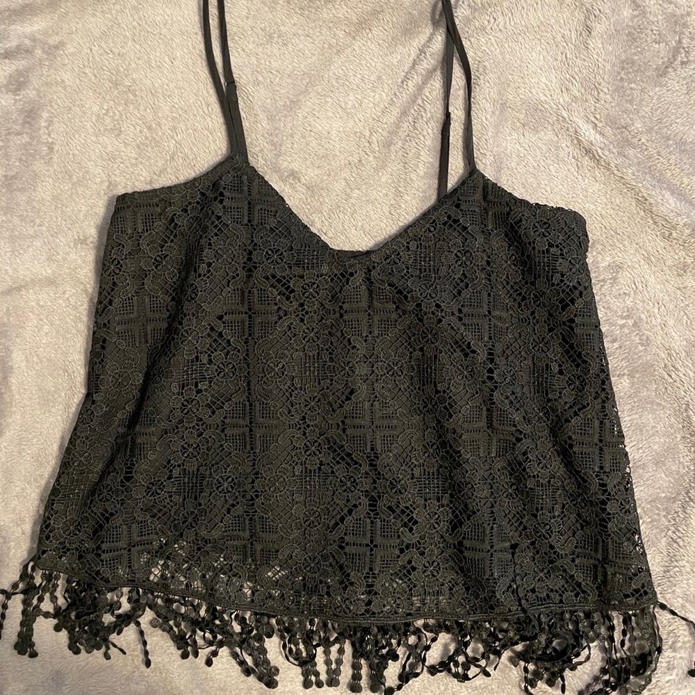 Abercrombie & Fitch Lace Fringe Tank Top